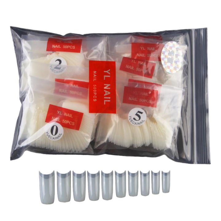 100 pcs/10 sizes Natural French Acrylic Nails