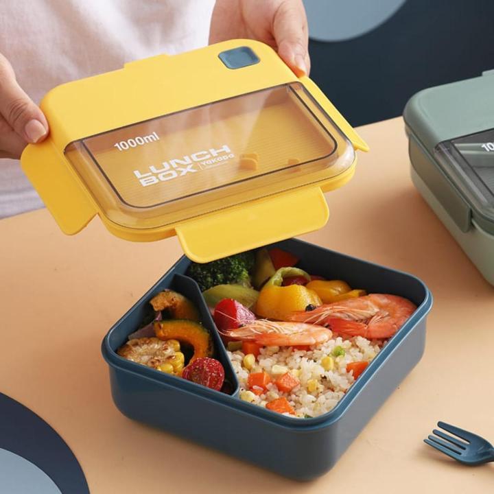 Lunch Box 2 Compartment BPA free Portable Lunch Box School Office Food Storage Container with Fork & Spoon