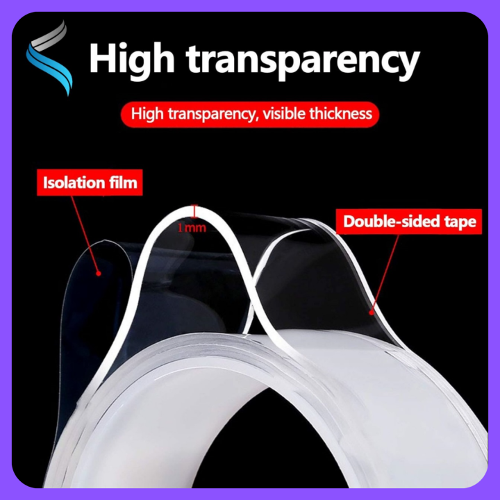 Nano%20tape%20Double%20Sided%20Tape%20(%203%20and%205%20meter%20)Transparent%20Waterproof%20tape%20double%20tape%20Adhesive%20Cleanable%20Eassy%20to%20carry%20-%20Image%205