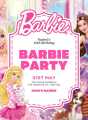 Pack of 6 Barbie Birthday Invitation, Editable Barbie Birthday Party Invitations, Girls Birthday, Kids Invite Template. 