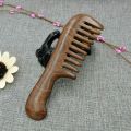 2Pcs Sandalwood Wide Tooth Comb Curly Hair Portable Coarse Tooth Wooden Comb Hair Massage Tool, Fine & Coarse. 