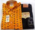 PAIR FOR CASUAL USE CASUAL SHIRT/ JEANS PANT & BELT FOR MEN AND BOYS PREMIUM QUALITY MADE FOR TRENDY AND FASHION LOOK FULL SLEEVES AND VERY SOFT & COMFORTABLE TO WEAR. 