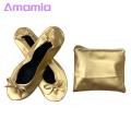 Wide Feet Dance Shoes Foldable Ballet Shoes with Storage Bag Soft Breathable Easy to Clean Dance Slippers for Yoga More. 