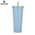 MeterMall Coffee Cup With Splash-Proof Lid Metal Straw Double Vacuum Insulation Design 304 Stainless Steel For Hot Cold Drinks Travel Mug. 