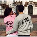 Mr. and Mrs. winter fleece Sweatshirts For Couple. 
