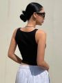 New SOLID RIBBED KNIT CROP CAMI TOP. 