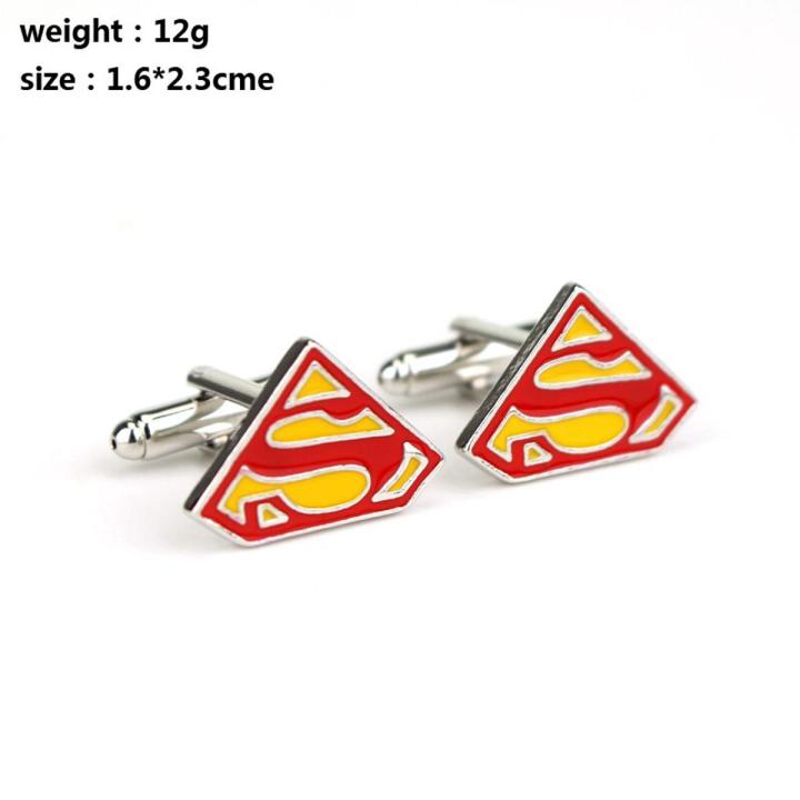 HANCHANG Accessories Superman Cufflinks s Logo Cuff Button Fashion Superhero Enamel Charm Jewelry For Men Shirt Jewelry