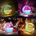Wireless Charging Speaker with G-Shaped Design, Bluetooth MP3 Player, and LED Lights - Multi-Functional Speaker with Built-In Wireless Charger, Dynamic Lighting Effects, and High-Quality Sound - Ideal for Home, Office, and On-the-Go Entertainment. 