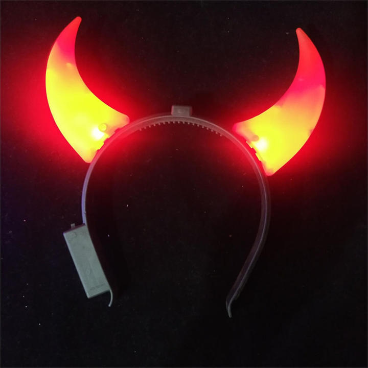 Light up LED devil horns headband Unique Glowing devil headwear Flashing LED costume headbands for Party accessories