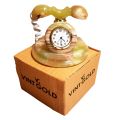 Onyx Stone Marble Vintage Telephone Clock – Handmade Decorative Gift Item. 