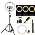 26cm LED Ring Light with 7 Ft. Tripod Stand & Phone Holder and 3 Dimmable Shades Of Colors for Studio Photography, Video Calls, Vlogging, Live Streaming and Makeup. 