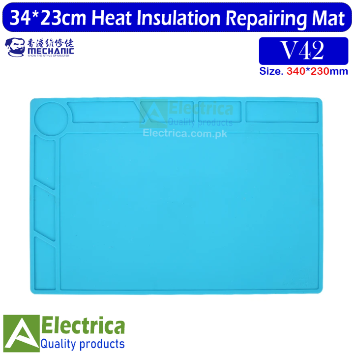 MECHANIC MC V42 Non-Slip Silicone Soldering Mat 13*9 inch ESD 500℃ Heat-Resistant S-120 Silicone Repairing Pad For Mobile Repairing Mat Cell Phone Repair Tool by Electrica