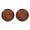 2X Tableware Household Smooth Wooden Bread Dish Tray Kitchen Utensils Seasoning Plate Round. 
