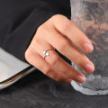 Hainon S925 Sterling Silver Rings Adjustable Open Rings Semicolon Rings Jewelry for Women Inspirational Gifts. 