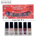 SUNISA 6 PCS Matte Liquid Peel Off Nail Polish With Box. 