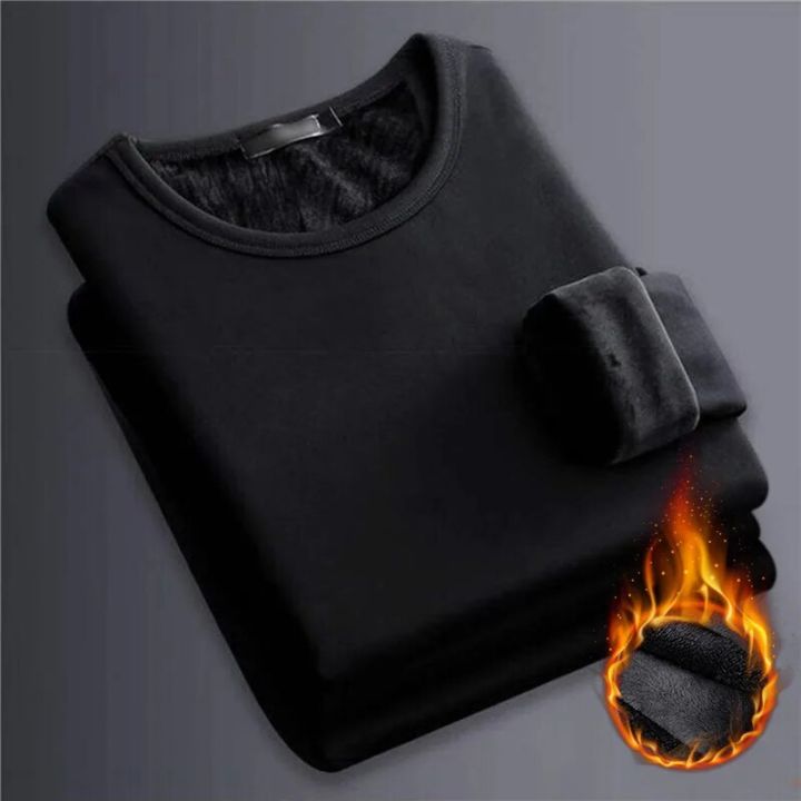 Jodimitty Keep Warm Thermal Underwear For Man Casual Solid Color Men's Winter Thermo Undershirt Thick Thermo Long Sleeve Top