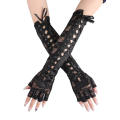 Floral Lace Gloves Elbow Length Gloves Half-Finger Gloves Fingerless Fishnet Mittens Dance Party Gloves. 