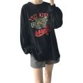 IELGY pure cotton loose t-shirt female port style temperament loose and thin all-match long-sleeved t-shirt. 