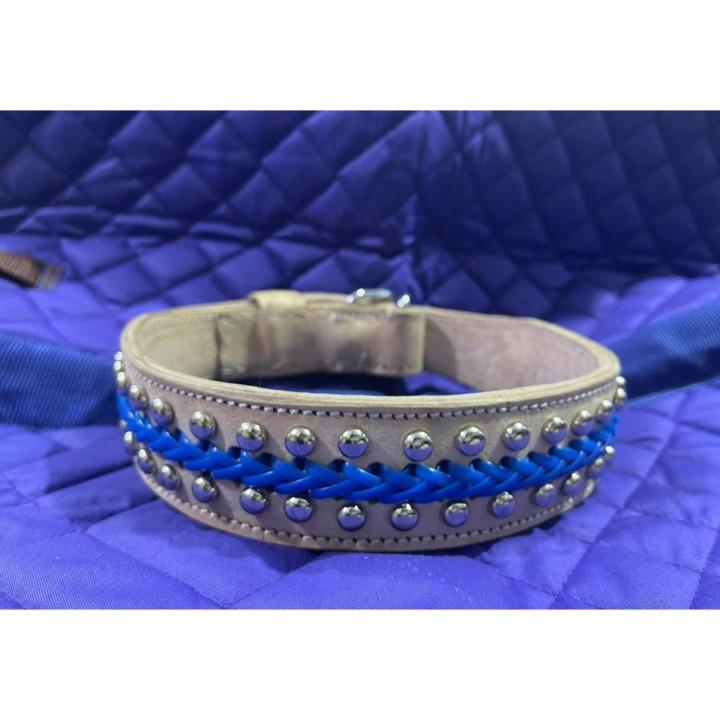 2 Inches Wide Dogs Massive Leather Braided Collar - Adjustable