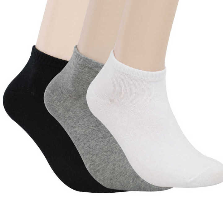 3%20Pair%20Ankle%20Socks%20%20-%20Plain%20Cotton%20Mens%20Short%20Male%20sock%20-%20black/white/gray%20-%20Image%202
