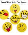20 Pcs - Smiley Face Eraser Cartoon Eraser. 