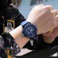 Megir brand fashion business, large dial, timepiece, sports, silicone, date, quartz men's watch. 