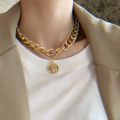 Vintage Portrait Coin Pendant Necklace Gold Silver Color Chain Choker Necklaces For Women Multi-Layer Jewelry. 