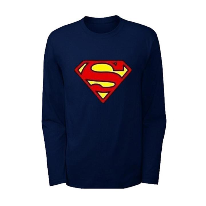 Superman Printed Casual Tees Long Sleeves Crew Neck T shirt Top Quality Shirts For Men