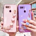 For OPPO A5s Back Cover with 3D Love Heart Wristband Chain Fashion Bracelet Shiny Plating Phone Case Soft Silicone Bumper Protective Cover. 