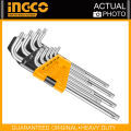 Ingco 9pcs Torx Key Set T10-T50 (extra long arm). 