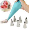 8 PCS/Set Silicone Icing Piping Cream Pastry Bag + 6 Stainless Steel Nozzle Set DIY Cake Decorating Tips Bakeware Utensil for Cook Tool & Gadget Sets. 