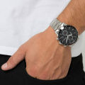 Hugo Boss Men’s Chronograph Quartz Stainless Steel Black Dial 44mm Watch 1513509 Stainless Steel Wrist Watch For Men. 