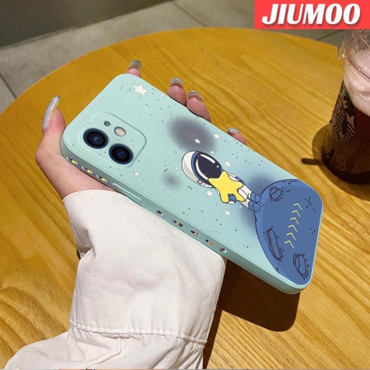 JIUMOO For iPhone 12 Pro Max 12 Mini Case Fashion Space Thin New Design Soft Phone Cases Thin Side Square Edge Casing Pattern Silicone Softcase Cover Shockproof Protection Cases