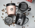 Coffee Travel Cup / Mug With Lid Spoon (Stainless Steel) BORREY Coffee Mugs Creative  Coffee Mug Warmer With Handle Metal Tea Cup 300-ml. 