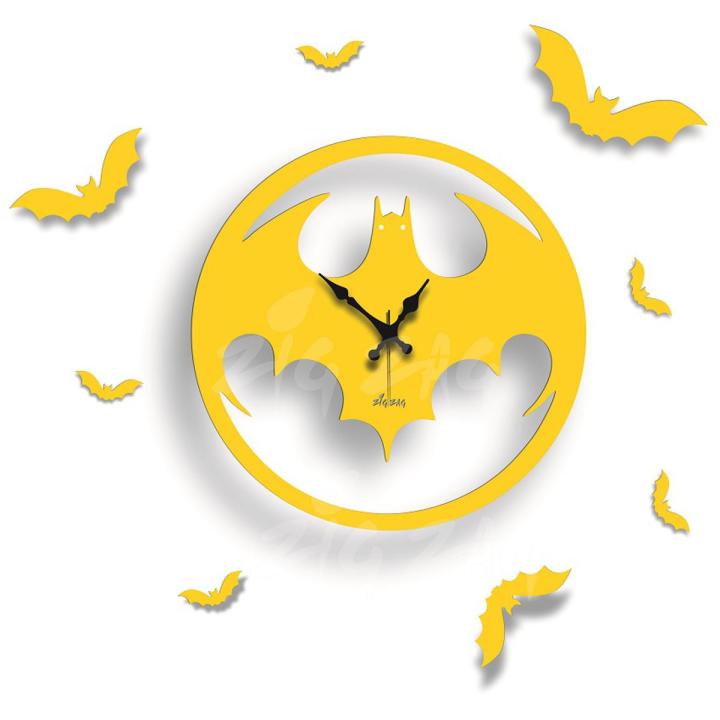 Batman Shape Wall Clock with Flying Bats around the 3D Wooden Wall Clock