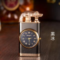 Personalized Dual Fire Switch Lighter with Quartz Watch Metal Inflatable Windproof Blue Flame Crocodile Head Lighter. 