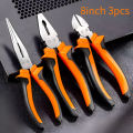 Heavy Duty 3 Piece Combination Pliers (Plas) with Soft Grip Handles Tool. 