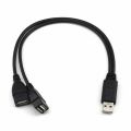 USB 2.0 A Male to 2 Dual USB Female Jack Y Splitter Hub Power Cord Extension Adapter Cable. 