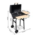 New Trolley Charcoal BBQ Barbecue Grill Patio Outdoor Garden Heating Heat Smoker – Black. 