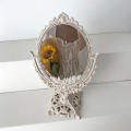 European Style Palace Carving Makeup Mirror Vintage Floral Oval Handhold Mirror Home Decor Makeup Mirror. 