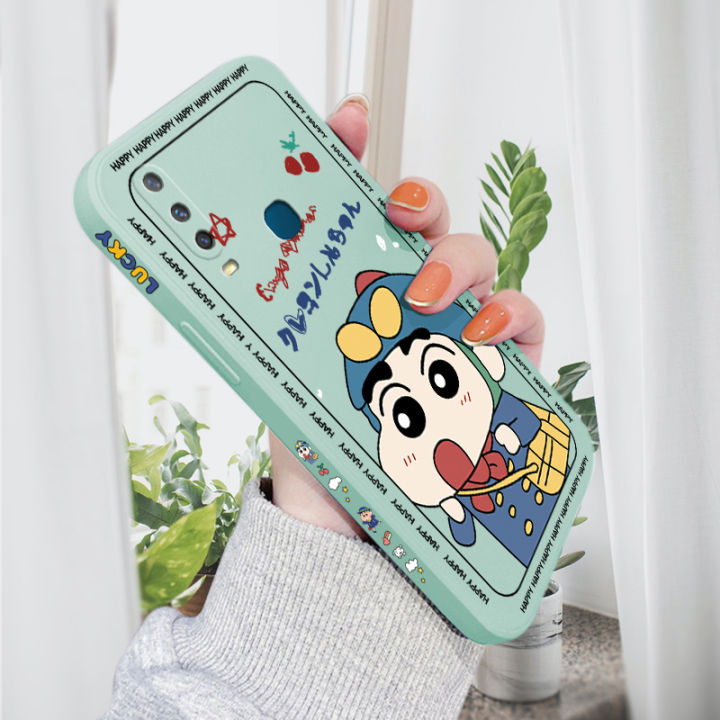 AMORVOR for Vivo Y17 Y15 Y12 Back Cover Cartoon Shin-chan Action Kamen Side design Soft Case Liquid Silicone Phone Cases