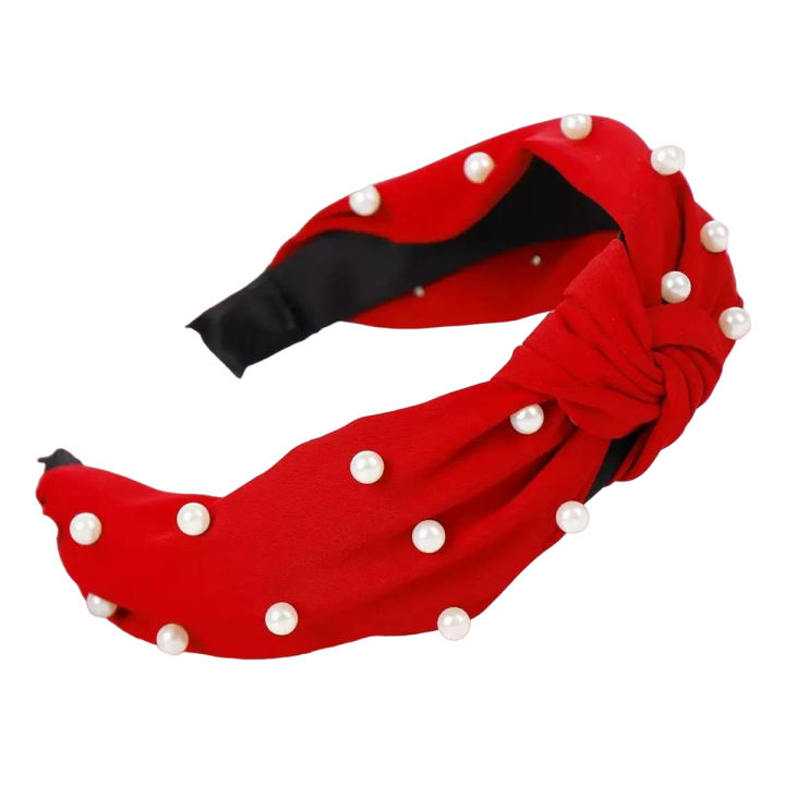 1pc Top Knot Turban Headband Elastic Hairband Pearl Hair