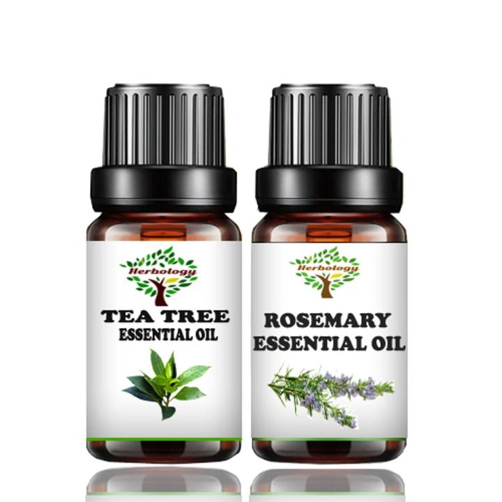 Set of 2 Essential Oils Aromatherapy Oils - Tea Tree Essential Oil , Rosemary Essential Oil100% Pure & Natural
