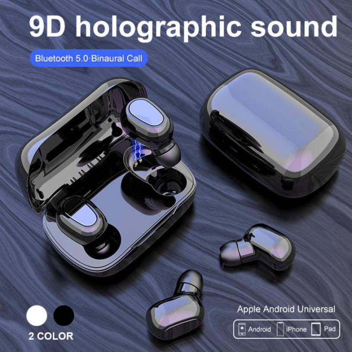 L21 Bluetooth Earphone Wireless Earbuds 5.0 TWS LED Display Touch Control Headsets Dual Earbuds Bass Sound For Huawei Xiaomi Iphone Samsung Mobile Phone