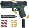 Glock Soft Bullet Toy Gun Shell Ejection Foam Darts Blaster Manual Airsoft Gun With Silencer For Kid Adult. 