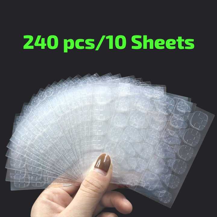 Pack Of  5/10 Nails Glue Sheets Nails Dots Nails Stickers Tape Double Side Nail Sticker Self Adhesive Clear Sticky Tabs For Fake Artificial False Nails Adhesion Of Art Guide DIY Jelly Double-sided Adhesive Transparent Invisible Clip Adhesive