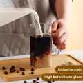 Square Glass Mug 400ml With Lid and Straw Breakfast Milk Cup Microwave Safe Transparent Coffee Mug Drinkware Glass. 