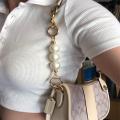 Pearl Purse Chain Strap Crossbody Bag Chains Strap Handbag Chain Replacement Leather Shoulder Bag Chain Straps Bag DIY Accessory. 