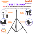 7feet Aluminium Tripod Stand / Mobile Holder / Ball Head Mobile Camera Holder Adjustable Portable for Mobile Phone & DSLR Camera Projector Softbox Select from Variation Accordingly-Black. 