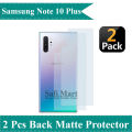 2 Pcs Samsung Galaxy Note 10 Plus Back Matte Protector Soft Skin Sheet Film Protection For Galaxy Note 10 + - Transparent. 